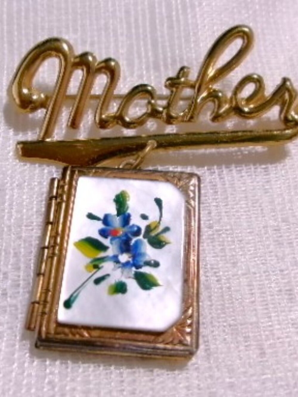 Vintage "Mother" Abalone Locket Pin